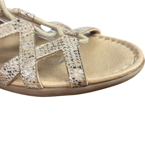 Naturalizer N5 Comfort Whimsy Golden Snakeskin Gladiator Sandals Shoes Flats 11 - Picture 2 of 16